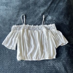 Hollister White Lace Crop-top
